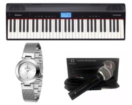 Teclado Roland Go Piano Microfone e Relógio Dk11216-1 Kit