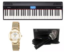 Teclado Roland Go Piano Microfone e Relógio Dk11216-2 Kit