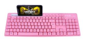Teclado Rosa Keyboard Br Com Ç Plug And Play Para Desktop Pc