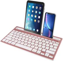 Teclado sem fio bluetooth com suporte resistente recarregável para Celular, Tablet, Pc