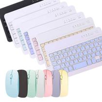 Teclado Sem Fio Bluetooth Recarregável Com Mouse cor Preto