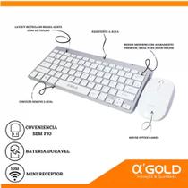 Teclado Sem Fio E Mouse USB 2.4Ghz Bluetooth Super Compacto Premium Computador Notebook l - gold