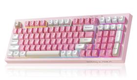 Teclado Sem Fio LEOBOG K99 Membrana Rosa com Iluminação RGB Teclado Sem Fio LEOBOG K99 Membrana Rosa com Iluminação RGB