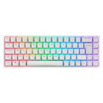 Teclado Sem Fio Mecânico Gamer Akko 3068B Plus, RGB, Switch Orange, Bluetooth, Layout 65%, Anti-Ghosting, ABNT2, Branco