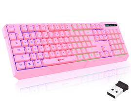 Teclado sem fio para jogos KLIM Chroma RGB rosa recarregável
