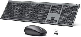 Teclado sem fio ultrafino com Bluetooth 5.1 e 2.4G, recarregável com modos duplos - compatível com Mac, iOS, Android, Windows. - iClever