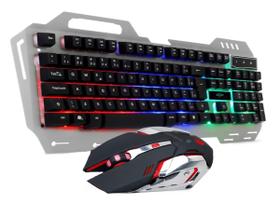 Teclado Semi Mecânico e Mouse Ótico Com LED RGB Kit Gamer PC Notebook - Knup