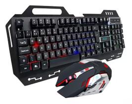 Teclado Semi Mecânico e Mouse Ótico Com LED RGB Kit Gamer PC Notebook