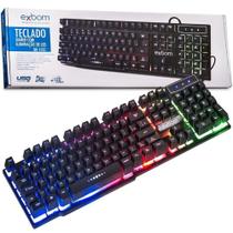 Teclado Semi Mecânico Gamer Profissional Usb Abnt2 Iluminado Led Rgb Metal Exbom BK-152C Preto