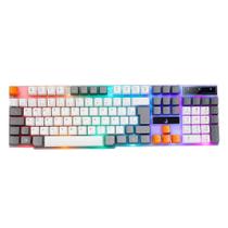 Teclado Semi-Mecânico Gamer Rise Mode G1, Rainbow, USB, Branco e Cinza - RM-TG-01-WG