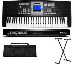 Teclado Sintetizador Pegasus P222 61 teclas + Suporte + Capa Teclado Sintetizador Pegasus P222 61 teclas + Suporte + Capa