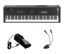 Teclado Sintetizador Yamaha MX88 com Luminária e Pedal Kit