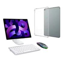 Teclado, Suporte, E Mouse Para iPad Air 5ª + Capa Tpu Cor Branco Teclado, Suporte, E Mouse Para iPad Air 5ª + Capa Tpu Cor Branco