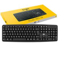 Teclado Usb Com Fio Padrão ABNT2 Preto Office Básico Bright 0014
