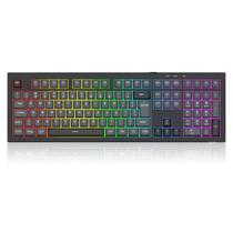 Teclado usb gamer crux rainbow full size wireless redragon preto e cinza k518r-wl-gb