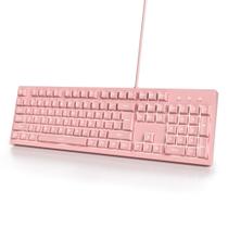 Teclado Ussixchare 104 Teclas Rosa com LED, Com Fio, Membrana Teclado Ussixchare 104 Teclas Rosa com LED, Com Fio, Membrana