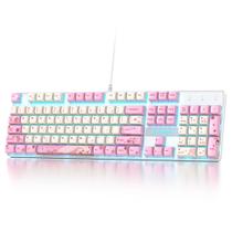 Teclado Ussixchare V200 com fio, RGB, switches vermelhos, 104 teclas