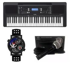 Teclado Yamaha PSR E373 Microfone e Relógio Dk11116-7 Kit