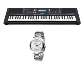 Teclado Yamaha Psr Ew310 e Relogio Feminino Dk Dk11214-6 Kit