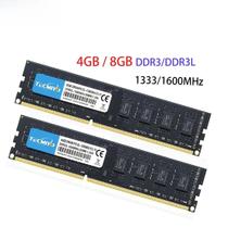 TECMIYO RAM DDR3 DDR3L 8GB 4GB DIMM para Desktop 1600 1333 Memória 1.35V 1.5V PC3 12800S 1PC-Preto