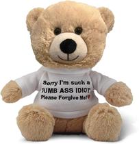 Teddy Bear Witty Enterprise Sorry I'm An Idiot 10 com sacola de presente