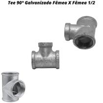 Tee 90 Galvanizado Fêmea X Fêmea 1/2 Kit C/5 Unidades Tee 90 Galvanizado Fêmea X Fêmea 1/2 Kit C/5 Unidades