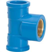 Tee Azul Amanco Liso/Liso/Rosca 20Mm X 1/2'' 10422/11842 - Kit C/24