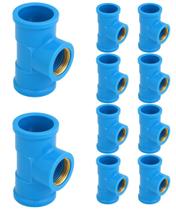 Tee Azul Bucha Latão 32mm x 3/4"pol 10 Peças Krona Tee Azul Bucha Latão 32mm x 3/4"pol 10 Peças Krona
