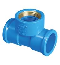 TEE AZUL COM BUCHA DE LATÃO 25mm PARA 3/4 (ÁGUA)