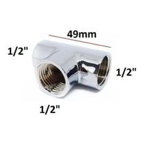 Tee Conexão Terminal T Metal Cromado 1/2" Quente e Frio - Metal Rei