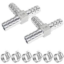 Tee Hose Barb Fitting em aço inoxidável 304 1/2" (2 unidades)