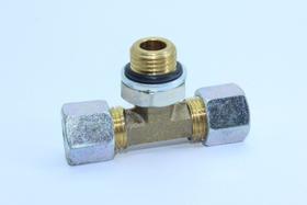 Tee macho central c/ contra porca 10mm x m16 PADRAO Tee macho central c/ contra porca 10mm x m16 PADRAO