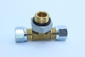 Tee macho central com porca 8mm x m16 PADRAO Tee macho central com porca 8mm x m16 PADRAO