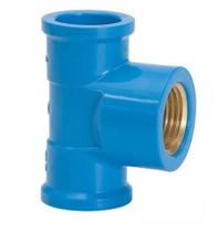 Tee Soldavel C/ Rosca Central Latão LR Azul PLASTILIT