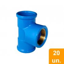Tee Soldável Plastilit com Bucha Latão Azul 25mm x 1/2 Embalagem com 20 Unidades