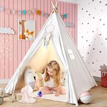 Teepee Tent Senodeer para crianças Play Raw White com luzes estelares
