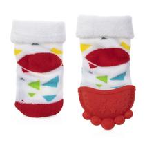 Teether Sock Nuby Red Triangles para bebês de 3 meses ou mais