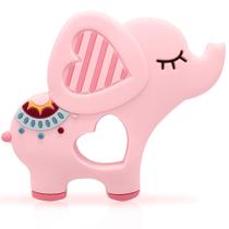 Teether Toy BIGSPINACH Dancing Elephant, silicone rosa macio