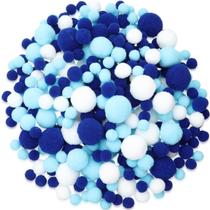 Tegeme 1200 unidades de pompons azuis, azul claro, brancos, 1-2,5 cm
