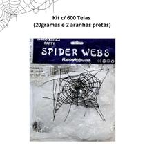 Teia aranha 20g c/2 aranhas decoração Halloween caixa c/600 Teia aranha 20g c/2 aranhas decoração Halloween caixa c/600