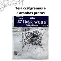 Teia aranha branca 20g c/2 aranhas decoração Halloween oferta