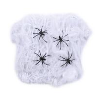 Teia branca com 4 aranhas halloween 60g Teia branca com 4 aranhas halloween 60g