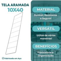 Tela Aramada 10x40cm Organização Escritório Recados Anotações Painel Decorativo
