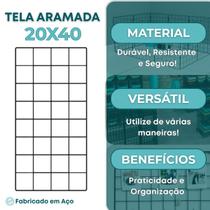 Tela Aramada 20x40cm Painel Home Office Mural Recados Planejamento DIY Criativo