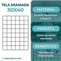 Tela Aramada 30x40cm Exposição de Produtos Organização Loja Quarto Escritório