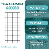 Tela Aramada 40x60cm Organização Escritório Recados Anotações Painel Decorativo Tela Aramada 40x60cm Organização Escritório Recados Anotações Painel Decorativo