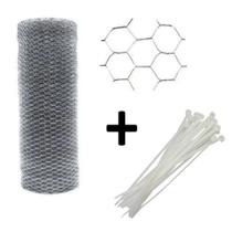 Tela Arame Pinteiro 1X10Metros + 20 Abraçadeiras 3,6mmx300mm