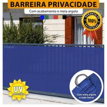 Tela Barreira Privacidade Azul 2x1 Metros Com Acabamento Cerca de Proteção Shade 200 G/m2