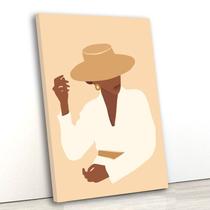Tela canvas 60x40 ilustração de mulher com chapéu dourado - Crie Life