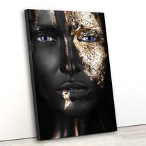 Tela canvas 80x55 africana com olhos azuis - Crie Life